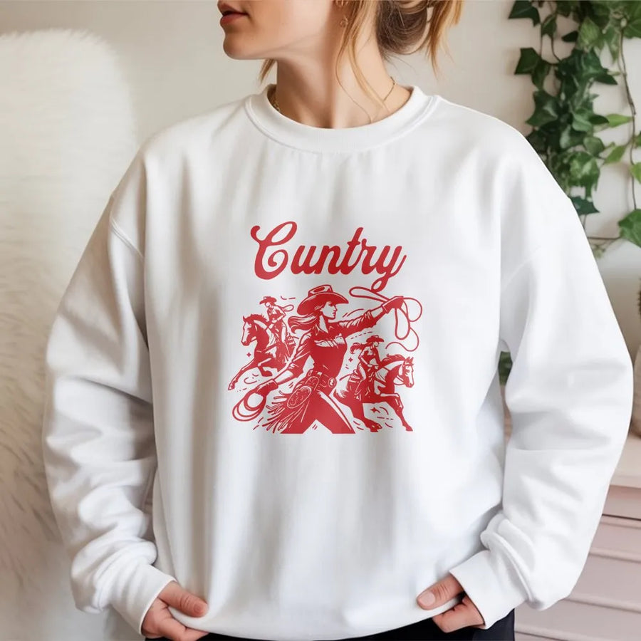 Cuntry Cowgirl Sweatshirt | Y2K Western Rodeo Graphic | Premium Soft Cotton | Country Concert Festival Gift for Women