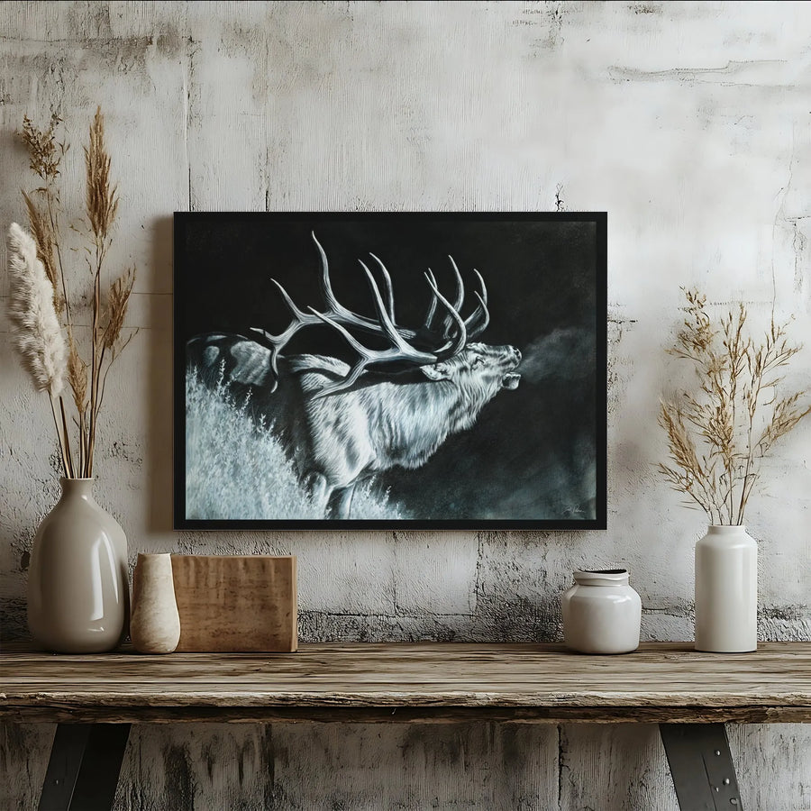 Bugling Bull Elk Canvas Print | Realistic Wildlife Wall Art | Premium Gallery Wrapped Decor | Mountain Lodge Hunting Cabin Gift