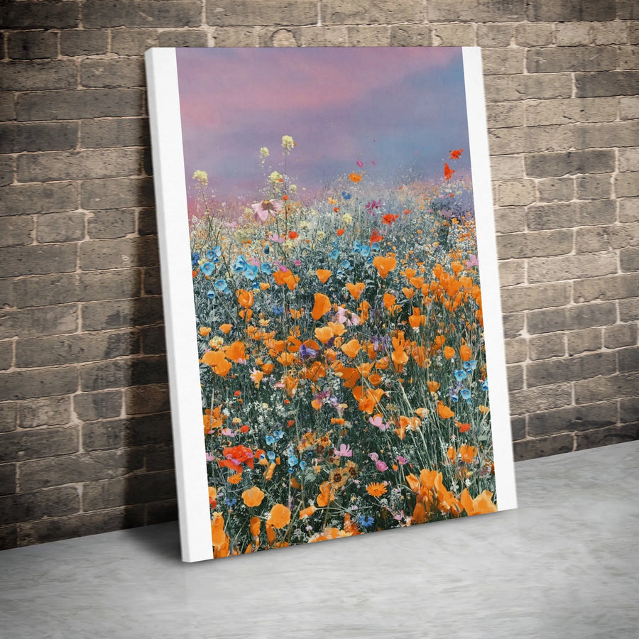 Wildflower Meadow Canvas Print | Colorful Impressionist Floral Art | Premium Gallery Wrap | Living Room Decor Gift