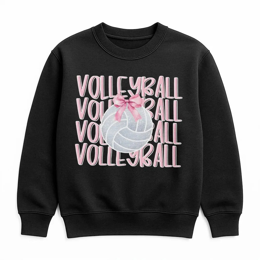 Volleyball Sweatshirt | Coquette Bow Aesthetic Graphic | Premium Cotton Blend | Volleyball Player Gift for Her & Team Spirit Gear