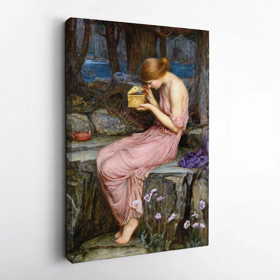 Psyche Opening The Golden Box Vertical Canvas | John William Waterhouse Famous Painting | Premium High-Resolution Print | Classic Art Home Decor Gift