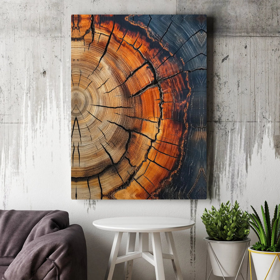 Tree Ring Wall Art Canvas | Abstract Wood Grain Cross-Section Print | Premium Gallery-Wrapped 1.25" Profile | Modern Home & Office Decor Gift