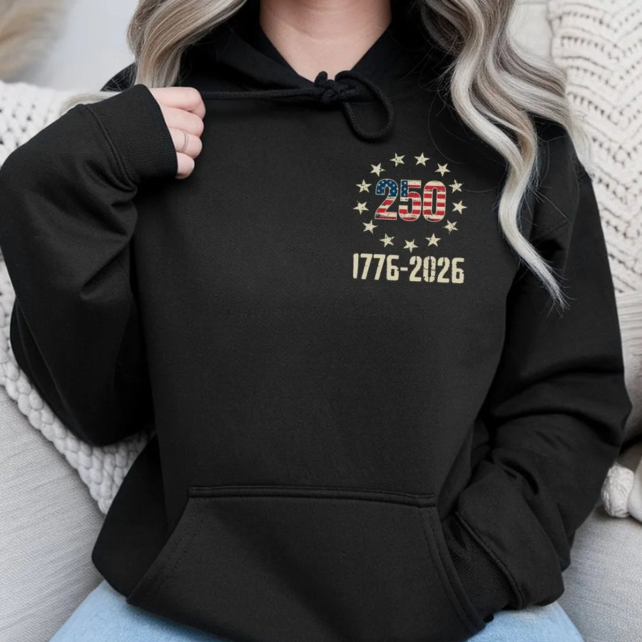 USA 250th Anniversary Hoodie | Vintage 1776-2026 Distressed Flag | Soft Cotton Blend Crewneck | Patriotic American Collector's Gift