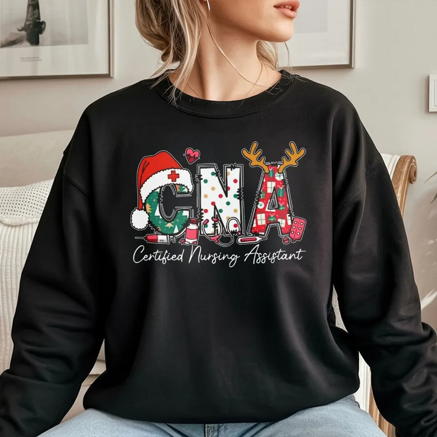 CNA Christmas Sweatshirt | Festive Certified Nursing Assistant Holiday Design | Premium Soft Cotton Blend | Perfect Gift for Nurses