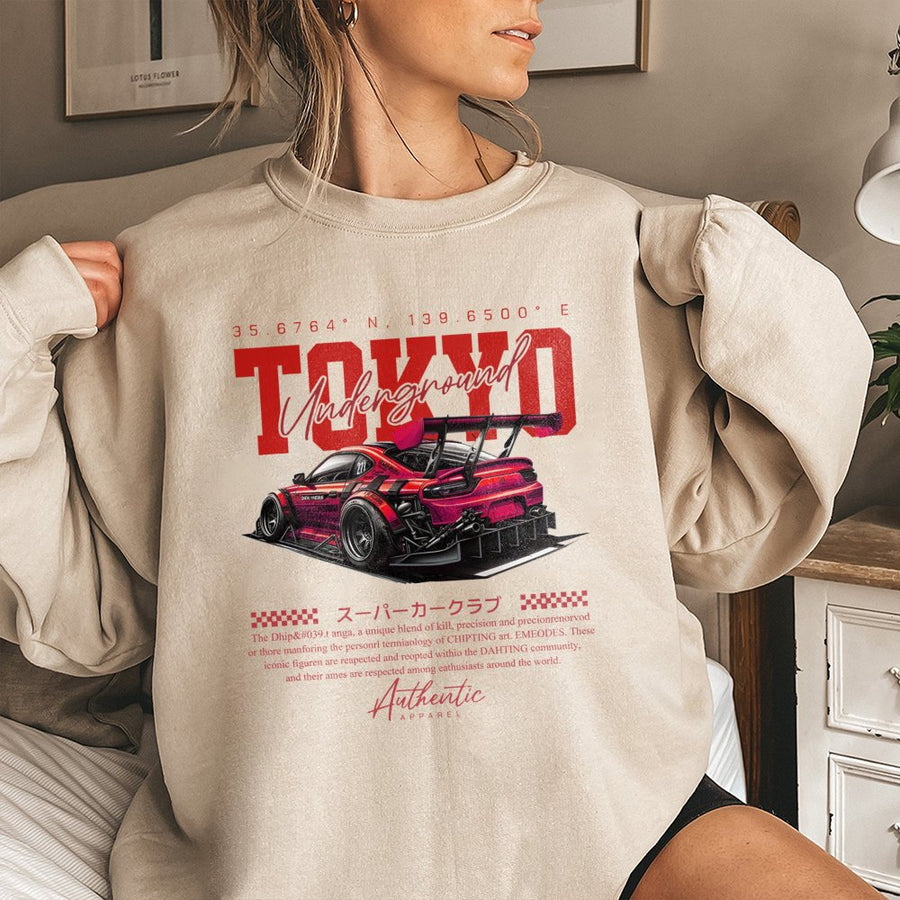Tokyo Underground Sweatshirt | JDM Drift Car Graphic Design | Premium Cotton Blend | Unisex Streetwear Gift for Car Enthusiasts