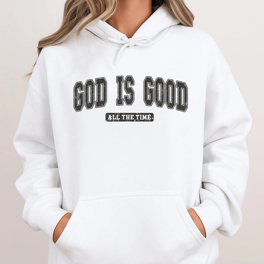 God Is Good All The Time Hoodie | Religious Faith Inspirational Quote | Premium Cotton Blend Unisex Sweatshirt | Meaningful Christian Gift Idea