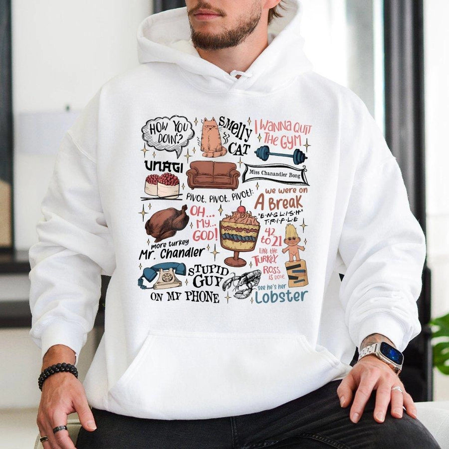 90s TV Sitcom Quote Hoodie | Iconic Thanksgiving Moments Graphic Sweatshirt | Premium Cotton Blend Pullover | Funny Fan Gift for Her & Him