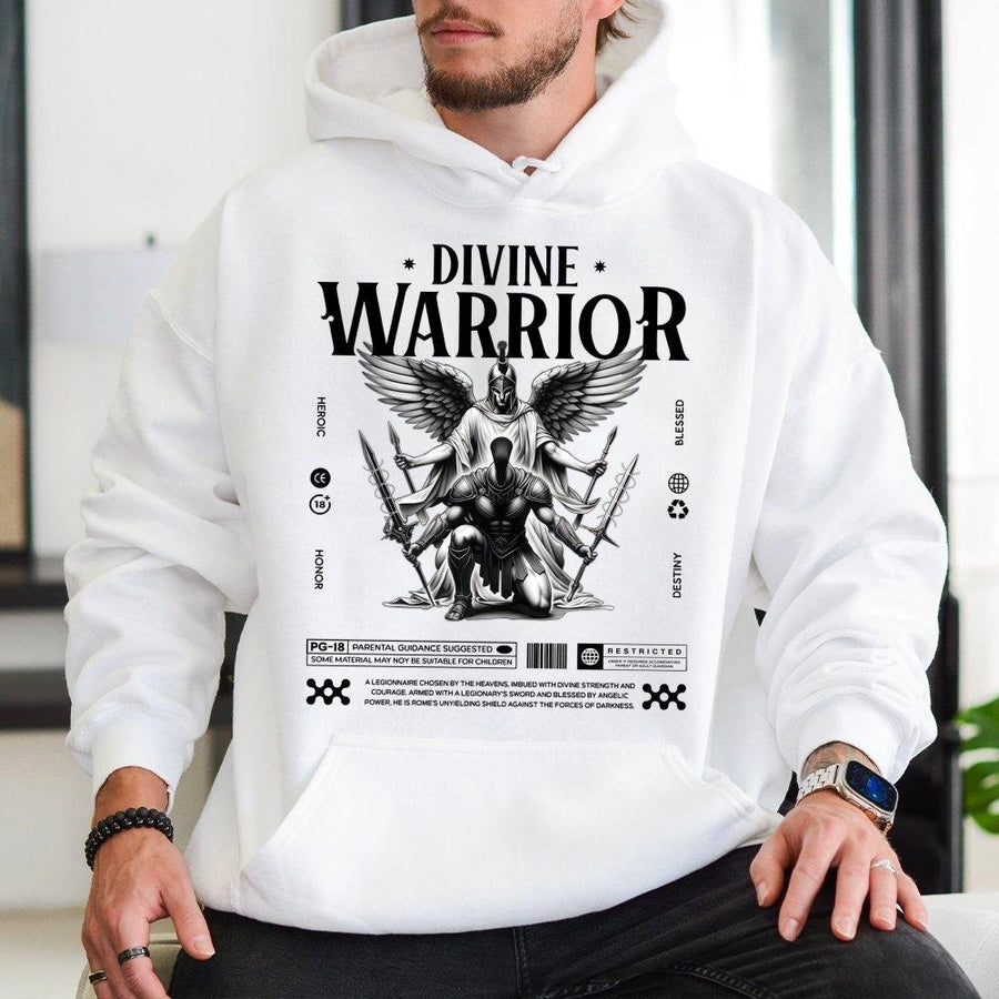 Divine Warrior Angel Hoodie | Roman Legionary Aesthetic Streetwear | Premium Cotton Blend | Gift For Mythology Lovers And Gothic Fashion Fans