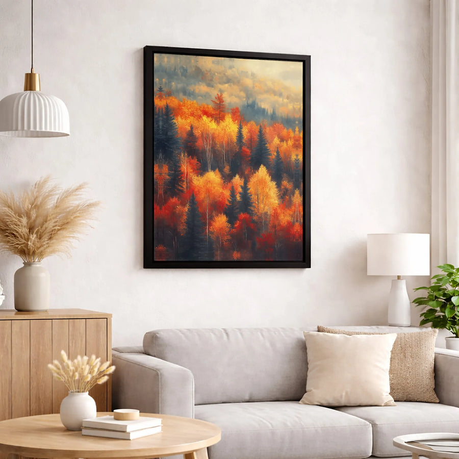Autumn Forest Canvas Wall Art | Impressionist Landscape Print | Premium 1.25 Inch Gallery Wrap | Seasonal Fall Home Decor