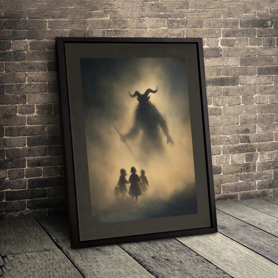 Krampus Wall Art Canvas | Dark Fantasy Demon Christmas Decor | Premium Gallery Wrap Print | Gothic Horror Gift for Collectors