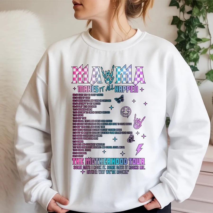Mama The Motherhood Tour Sweatshirt | Funny Rocker Mom Graphic Tee | Premium Cotton Blend | Perfect Mother's Day 2026 Gift for Tired Moms