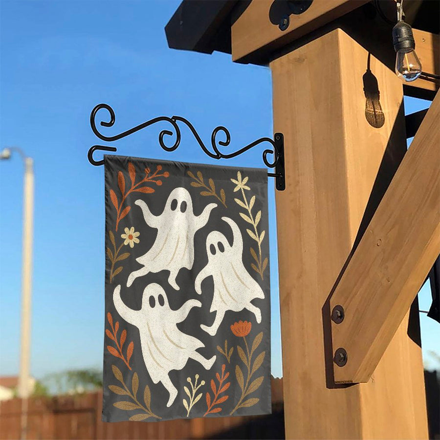 Dancing Ghost Garden Flag | Spooky Floral Halloween Yard Decor | Premium Weather-Resistant Polyester | Cute Fall Porch Decoration for Home