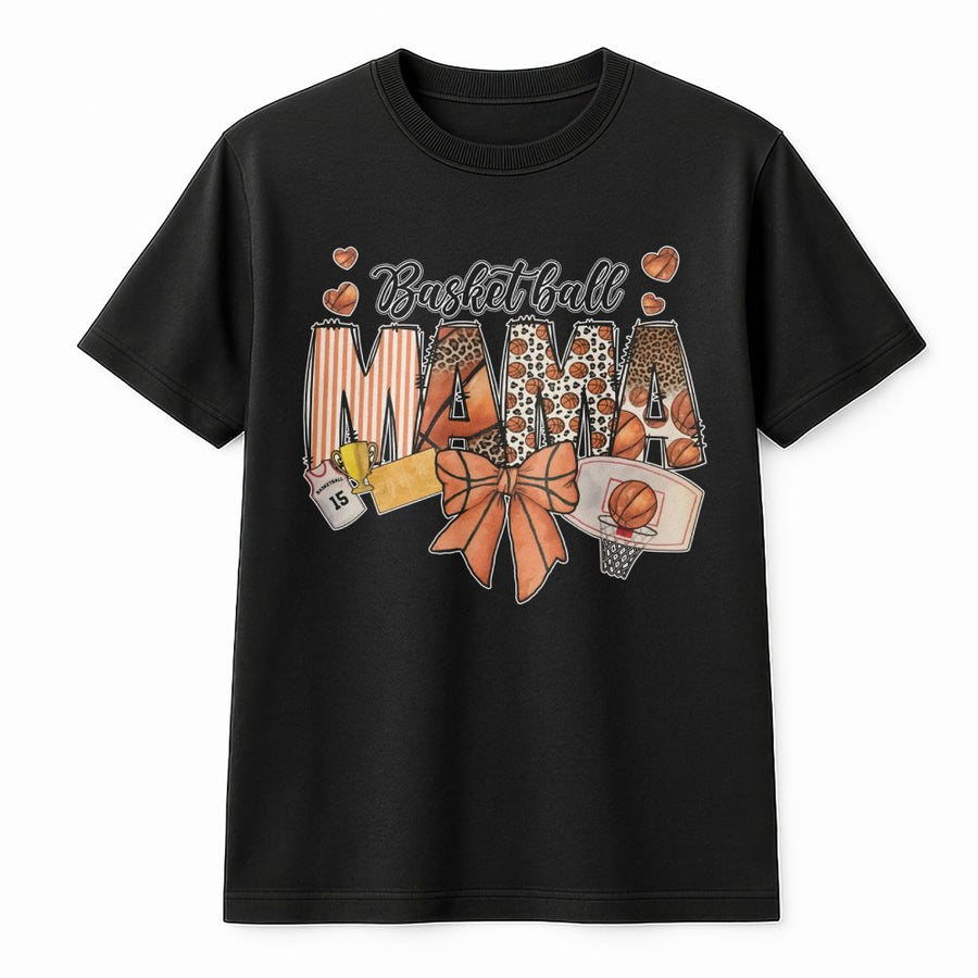Basketball Mama T-Shirt | Leopard Print Sports Design | 100% Cotton Premium Tee | Game Day Gift for Basketball Moms