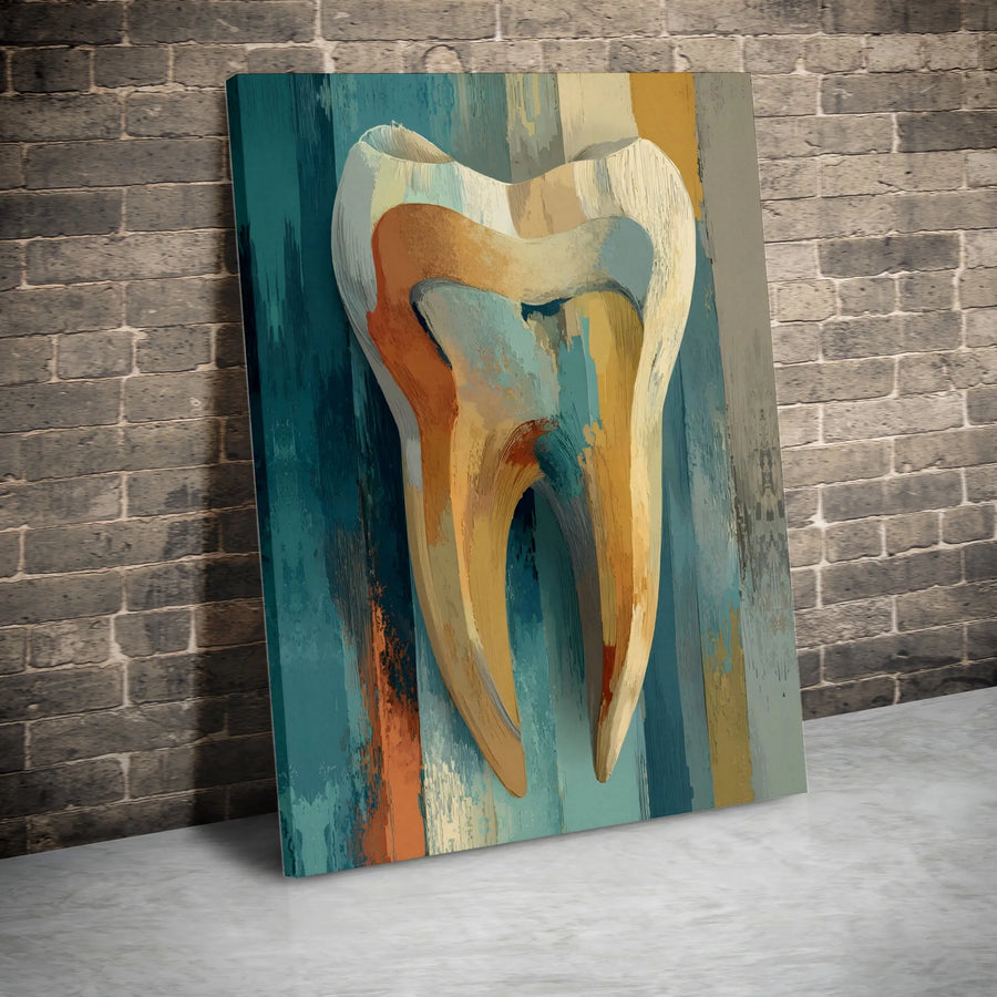 Abstract Tooth Canvas Wall Art | Modern Painterly Dental Illustration | Premium Canvas Print | Unique Gift for Dentist Office Decor