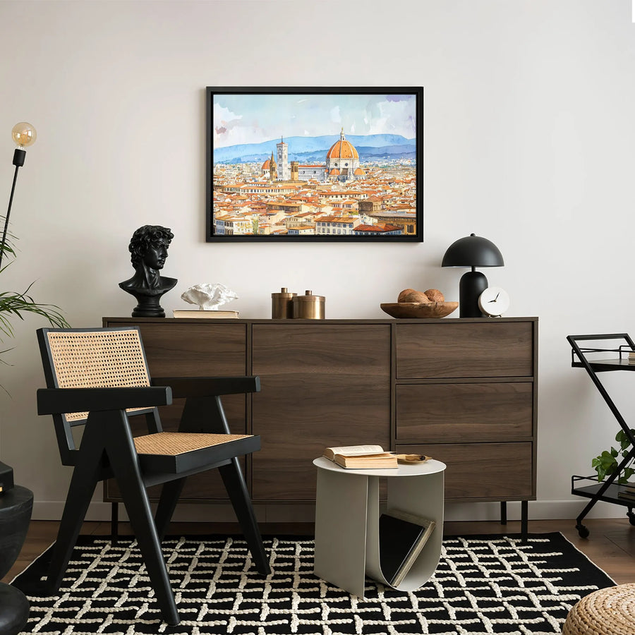 Florence Italy Skyline Canvas Art | Watercolor Duomo Cityscape Print | Gallery-Wrapped Premium Decor | Travel Lover Gift