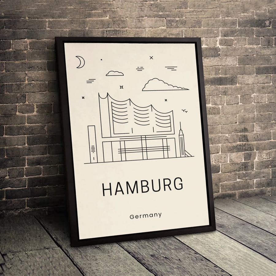 Hamburg Germany Wall Art | Minimalist Elbphilharmonie Line Drawing | Premium Gallery Canvas | Travel Souvenir Gift for Home Office Decor