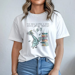 Reading T-Shirt | Funny Pigeon Book Lover Graphic | Premium Cotton Unisex Tee | Gift for Teachers Librarians and Readers