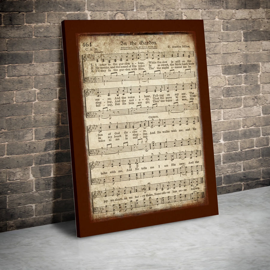 In The Garden Hymn Canvas Print | Vintage Sheet Music Wall Art | Premium Gallery Wrapped Decor | Christian Home Gift For Believers