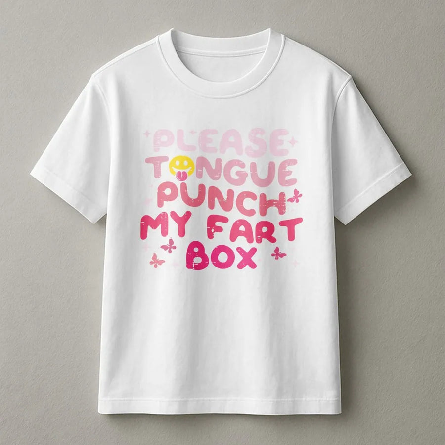 Tongue Punch My Fart Box T-Shirt | Edgy Y2K Aesthetic Graphic Tee | Premium Soft Cotton | Funny Adult Humor Gift for Friends