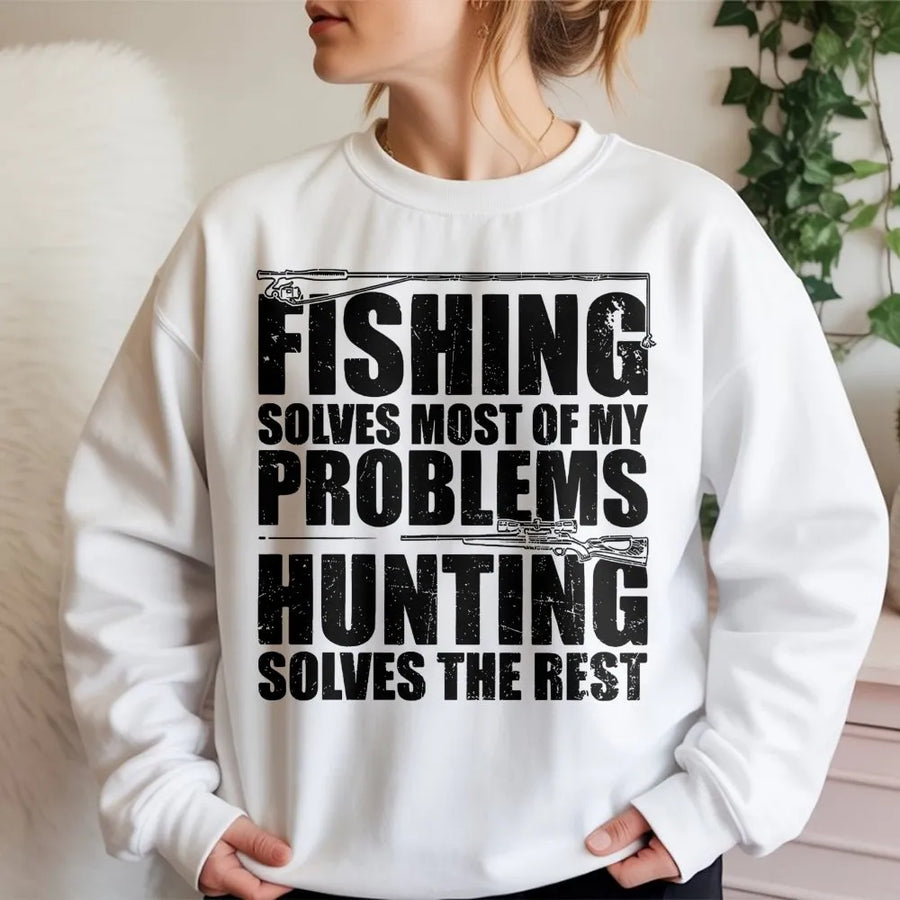 Fishing Hunting Sweatshirt | Funny Outdoorsman Quote Graphic Print | Premium Cotton Blend | Gift for Hunter Fisherman Men Women
