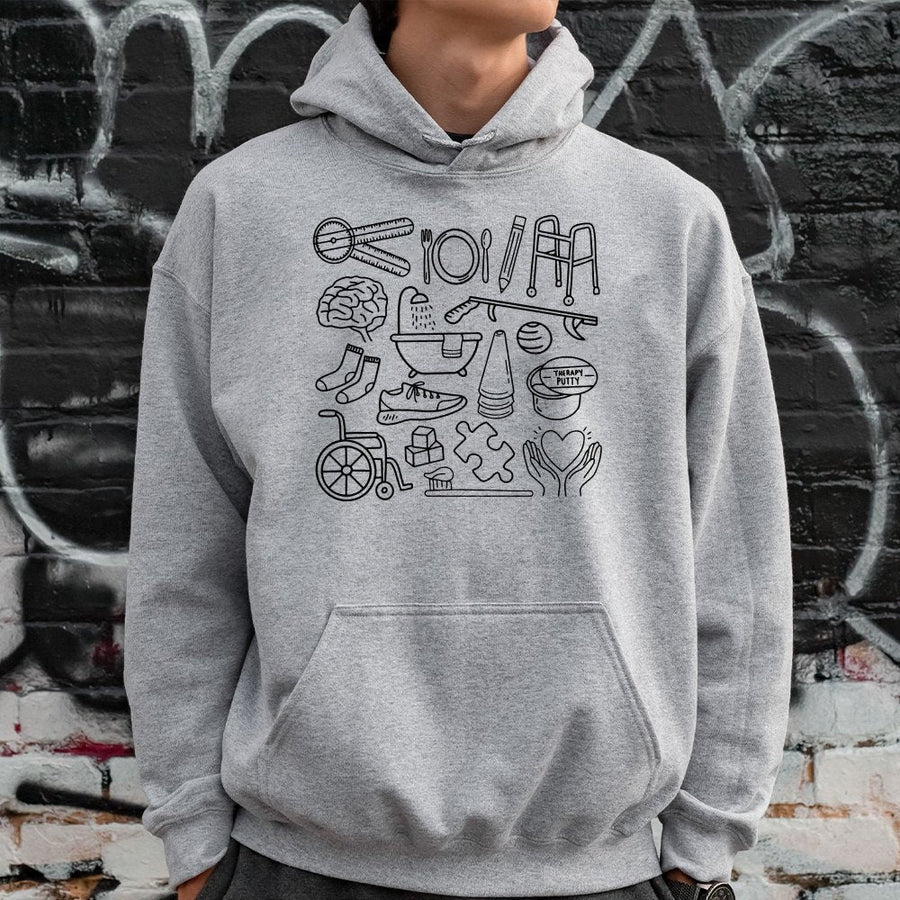 Occupational Therapy Hoodie | OT Doodles Medical Graphic Print | Premium Cotton-Blend Sweatshirt | OT Graduation Gift for Therapist