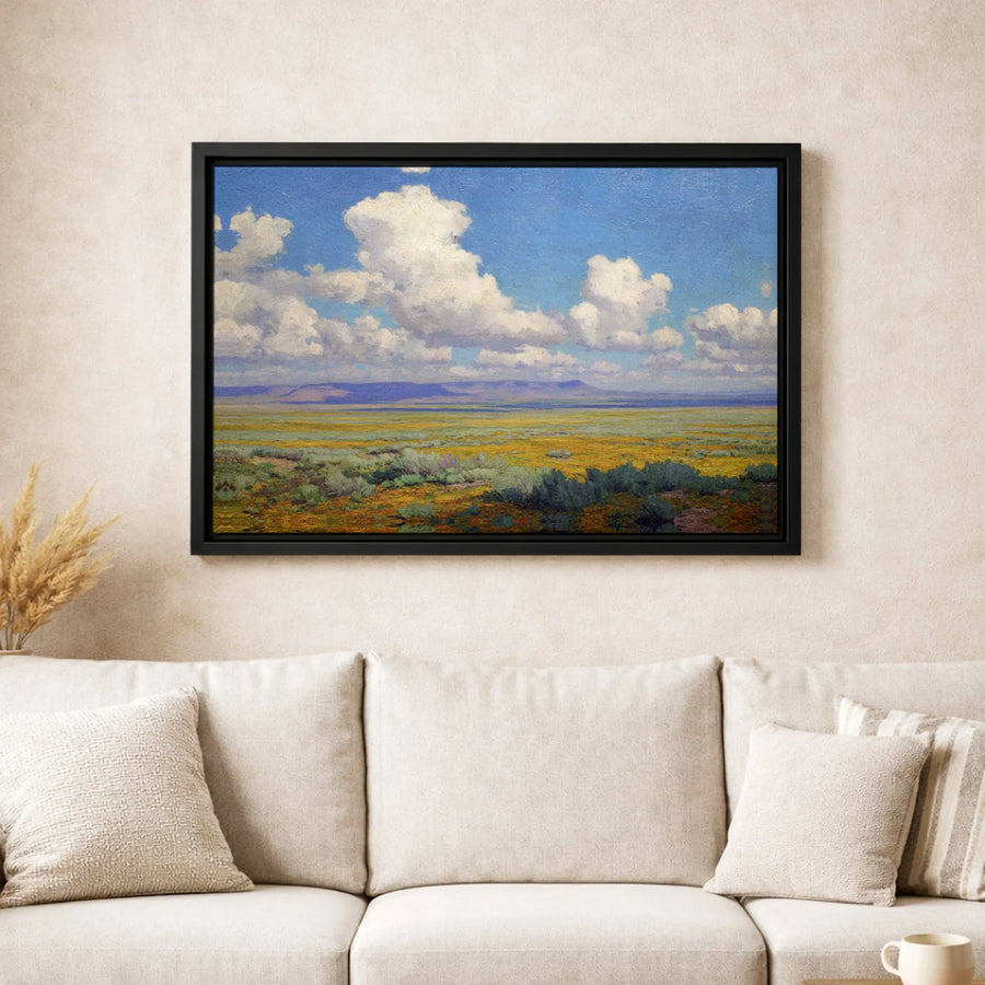 Western Prairie Landscape Canvas Art | Impressionist Wildflower Field Painting | 1.25 Inch Gallery Wrap | Premium Home Office Decor Wall Print
