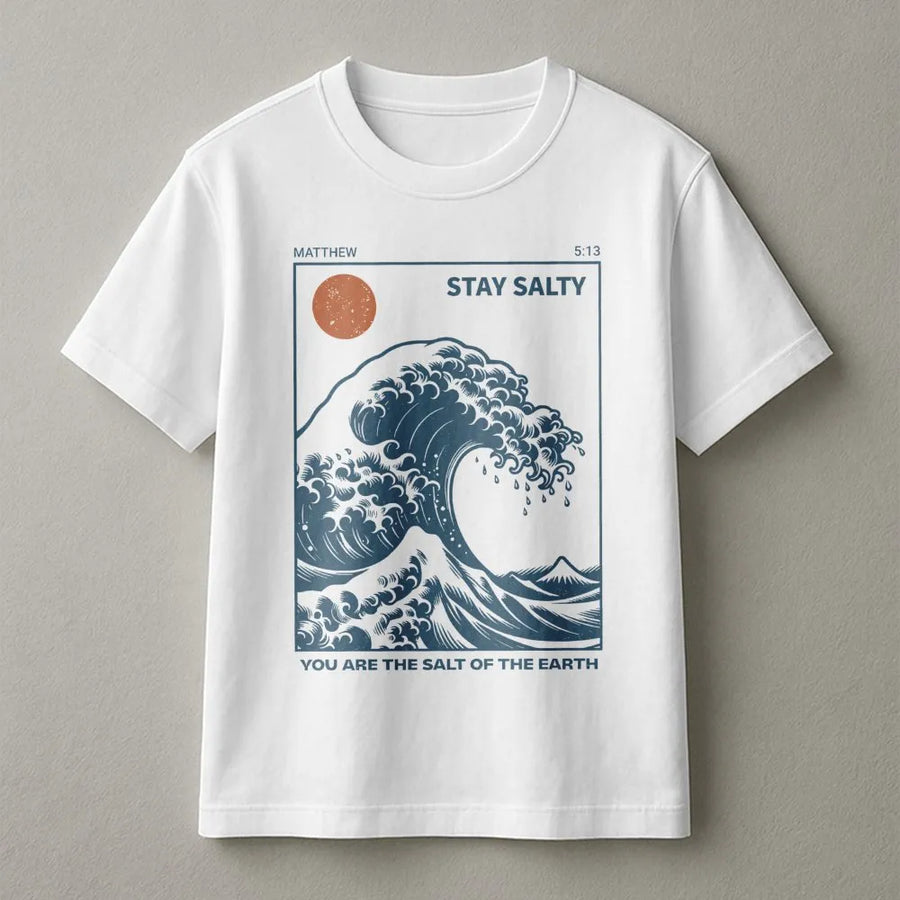 Stay Salty Christian T-Shirt | Salt of the Earth Matthew 5:13 Graphic | Premium Soft Cotton | Faith-Based Religious Gift for Believers