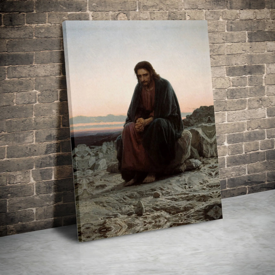 Jesus Christ in the Desert Canvas Print | Ivan Kramskoi Famous Religious Painting | High-Quality Fade-Resistant Print | Christian Home Decor Gift