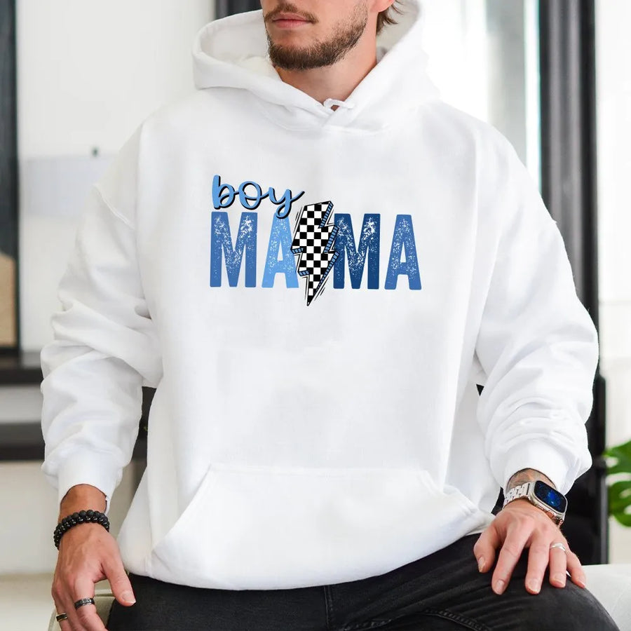 Boy Mama Shirt | Racing Theme Checkered Flag Graphic Tee | Premium Cotton | Mother's Day Gift for Mom of Boys