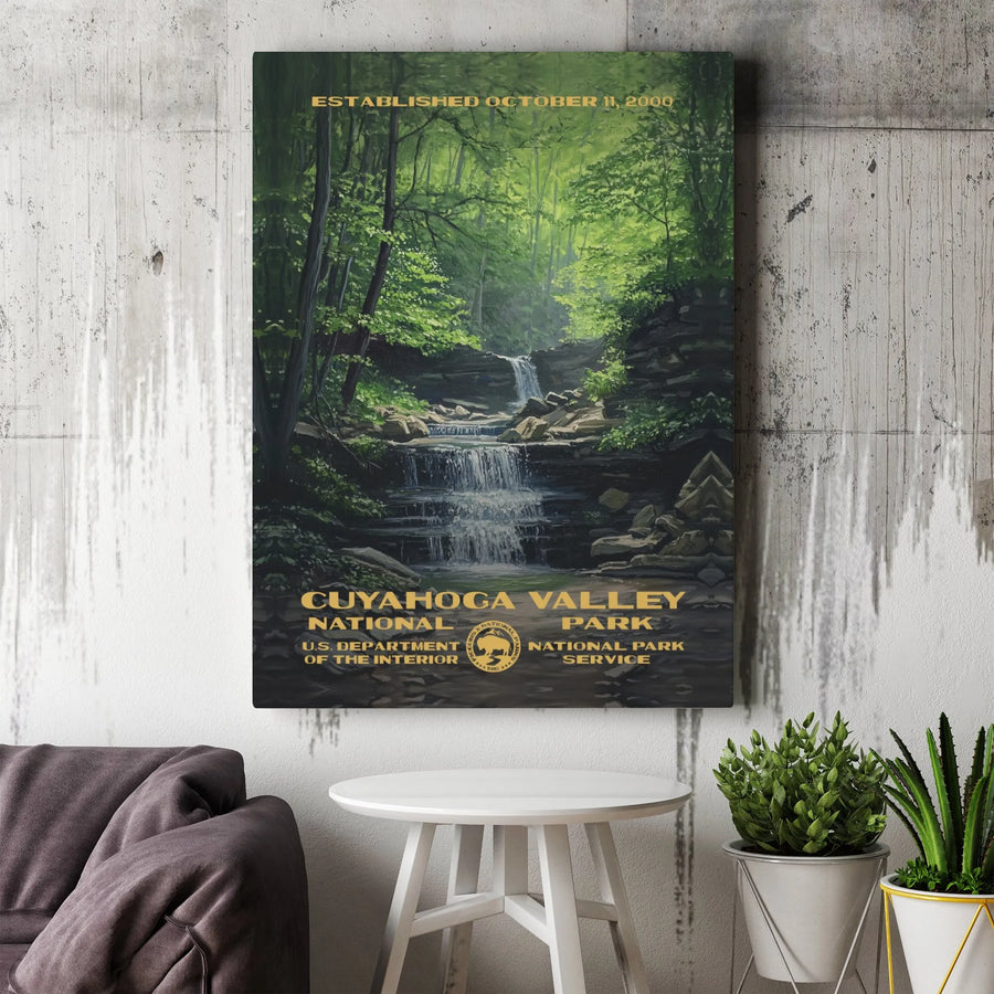 Cuyahoga Valley National Park Canvas Print | Vintage Waterfall Wall Art | Premium Gallery Wrapped Decor | Nature Lover Gift for Office or Home