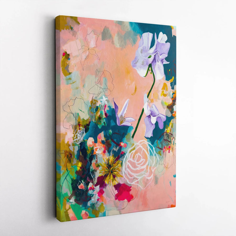 Abstract Floral Vertical Canvas | Vibrant Botanical Wall Art | Premium Thick Gallery Wrap Canvas | Modern Home Decor Gift for Her