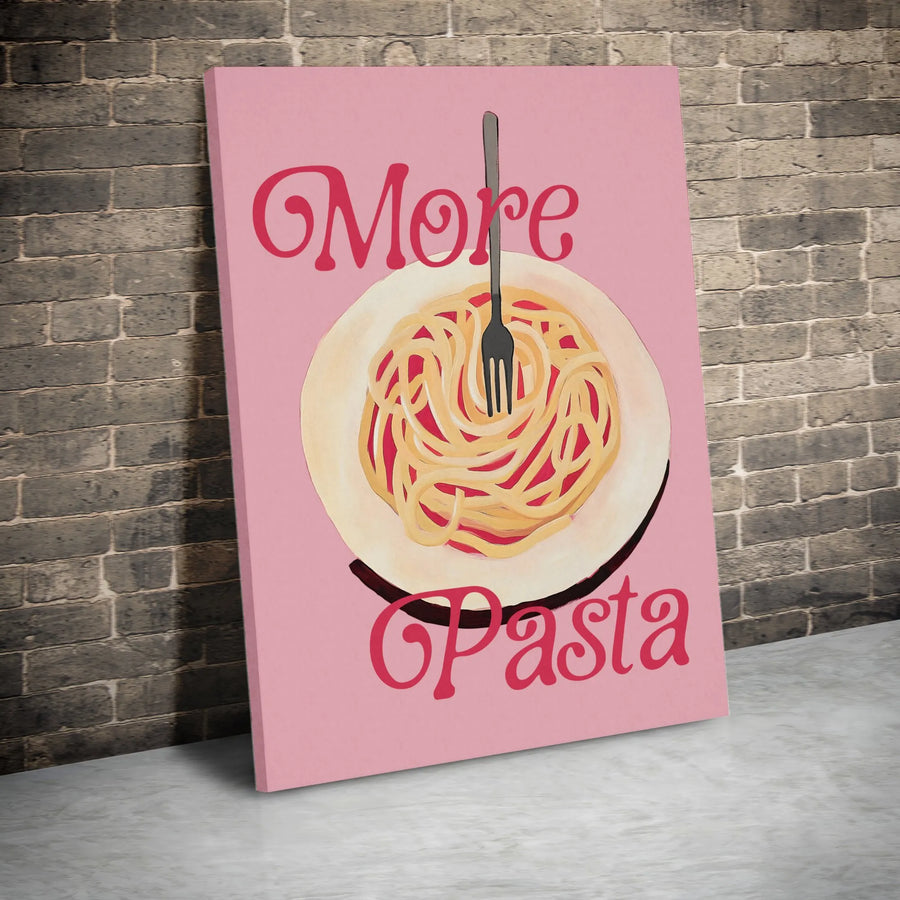 More Pasta Canvas Wall Art | Trendy Kitchen Spaghetti Poster | Premium Gallery-Wrapped Print | Cute Foodie Home Decor Gift