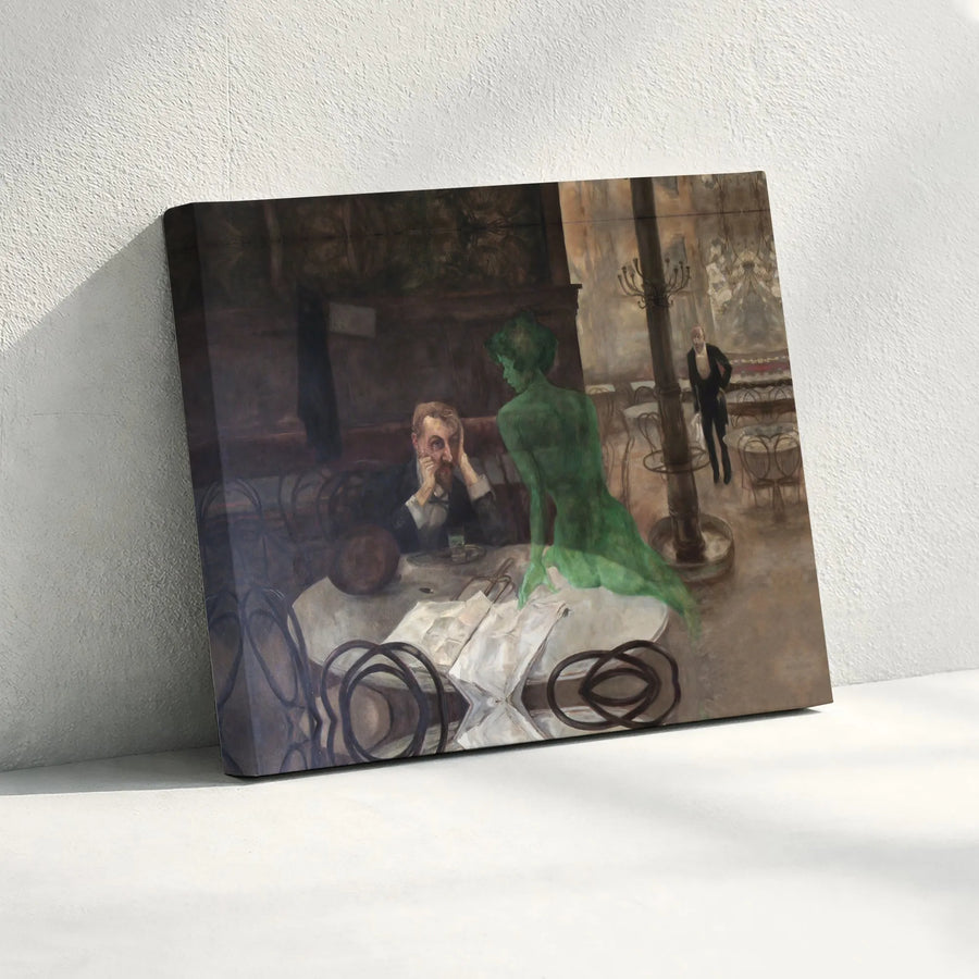 Viktor Oliva The Absinthe Drinker Canvas Wall Art | Famous Green Fairy Painting Reproduction | Premium 1.25" Thick Canvas | Collector's Gift for Art Lover