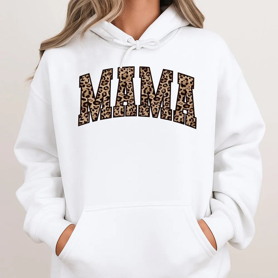 Mama Leopard Print Hoodie | Arched Cheetah Print Lettering | Soft Cotton Tee | Mothers Day Gift for New Mom