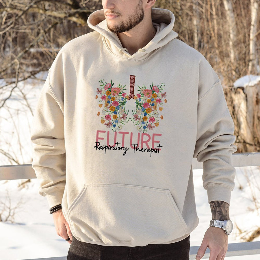Future Respiratory Therapist Hoodie | Floral Anatomical Lungs Design | Soft Cotton-Poly Blend | Graduation Gift for Respiratory Student