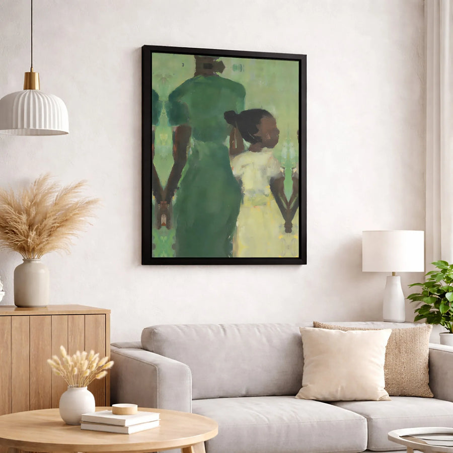 Black Mother and Daughter Canvas Print | Abstract Heartwarming Family Wall Art | Gallery Quality 1.25-inch Profile | Meaningful Home Decor Gift