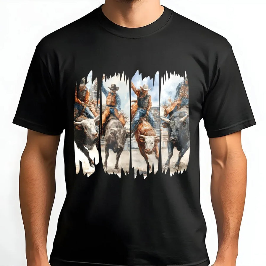 Bull Rider T-Shirt | Rodeo Cowboy Graphic Tee | Premium 100% Cotton Western Shirt | Country Western Gift for Rodeo Fans