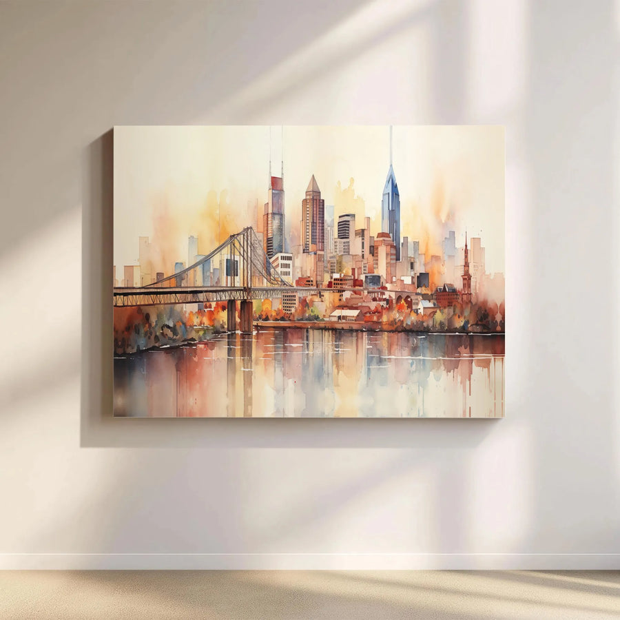 Nashville Skyline Canvas Wall Art | Watercolor Cityscape Print | Premium 1.25" Thick Canvas | Tennessee Home Decor Gift