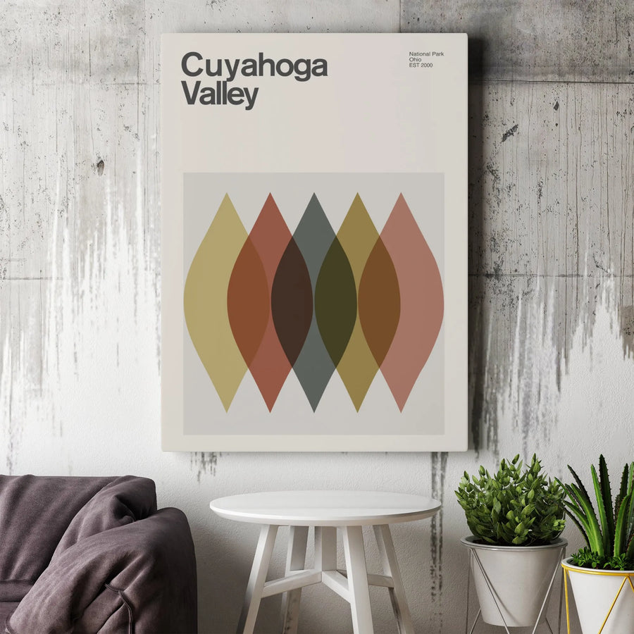 Cuyahoga Valley National Park Art | Mid-Century Modern Minimalist Poster | Premium Gallery Wrapped Canvas | Ohio Travel Gift Wall Decor
