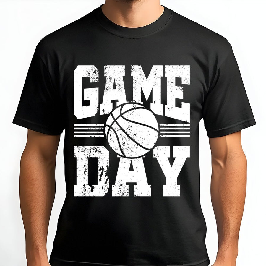 Game Day Basketball T-Shirt | Distressed Graphic Sports Tee | 100% Cotton Premium Quality | Athletic Gift for Fans and Players
