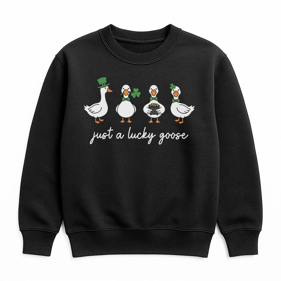 St. Patrick’s Day Goose Sweatshirt | Funny Lucky Irish Duck Graphic | Premium Cotton Blend | Unisex Holiday Gift for Duck Lovers