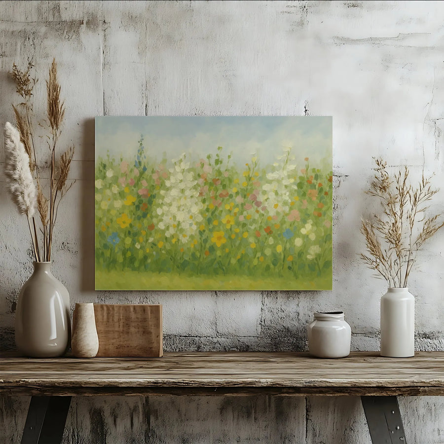 Wildflower Meadow Canvas Print | Impressionist Floral Landscape Wall Art | Gallery Quality Framed Decor | Botanical Home Gift for Nature Lovers