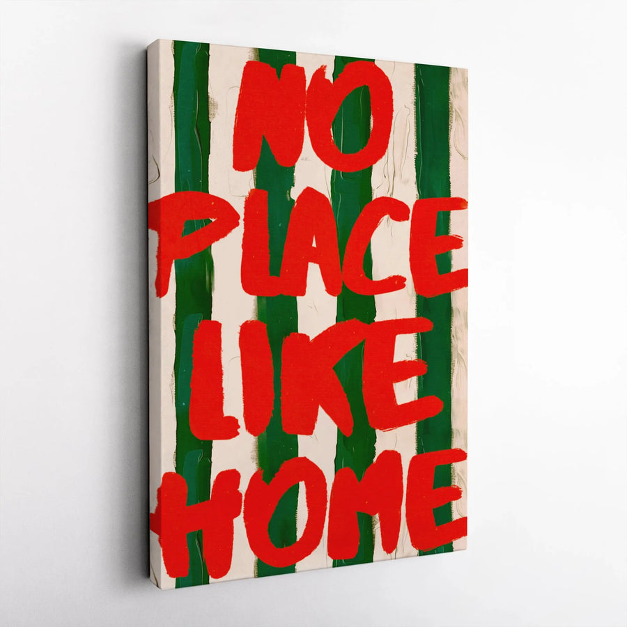 No Place Like Home Canvas Wall Art | Bold Brushstroke Typography | Premium Gallery Quality Print | Modern Living Room Decor Housewarming Gift