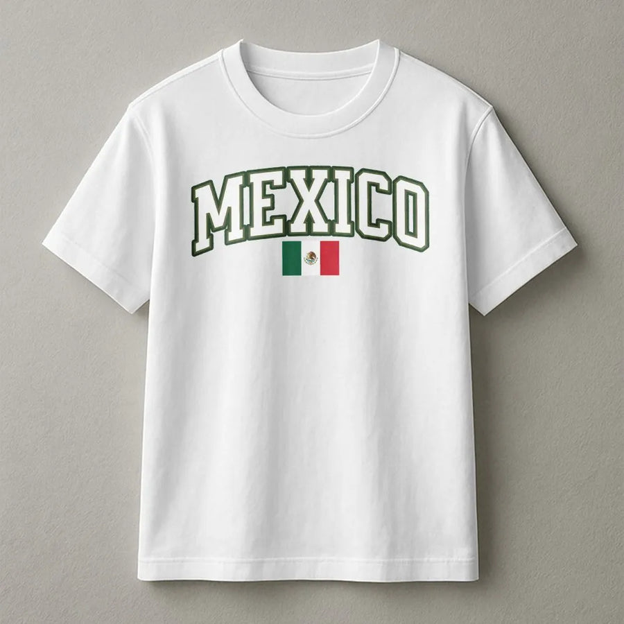 Mexico T-Shirt | Mexican Flag Collegiate Graphic | Premium Cotton Blend | Gift for Men & Women