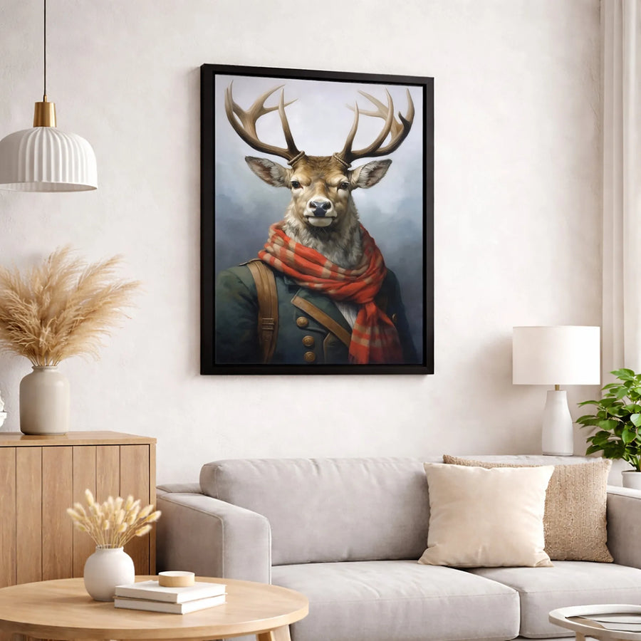 Anthropomorphic Deer Wall Art | Victorian Gentleman Animal Portrait | Premium Gallery Canvas | Unique Rustic Home Decor Gift