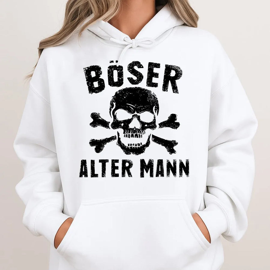 Böser Alter Mann Hoodie | Vintage Totenkopf Grafik & Spruch | Premium Baumwoll-Mix | Lustiges Geschenk für Papa & Opa