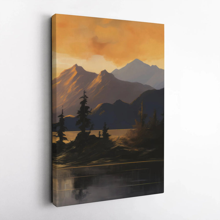Mountain Sunset Canvas Wall Art | Golden Hour Mountain Scenery | Premium Gallery Canvas Print | Modern Home Decor Gift