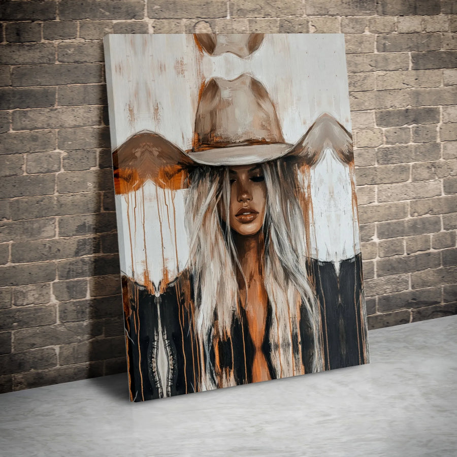 Cowgirl Wall Art | Abstract Western Woman Canvas Print | Gallery-Quality 1.25-Inch Profile | Farmhouse Decor for Living Room