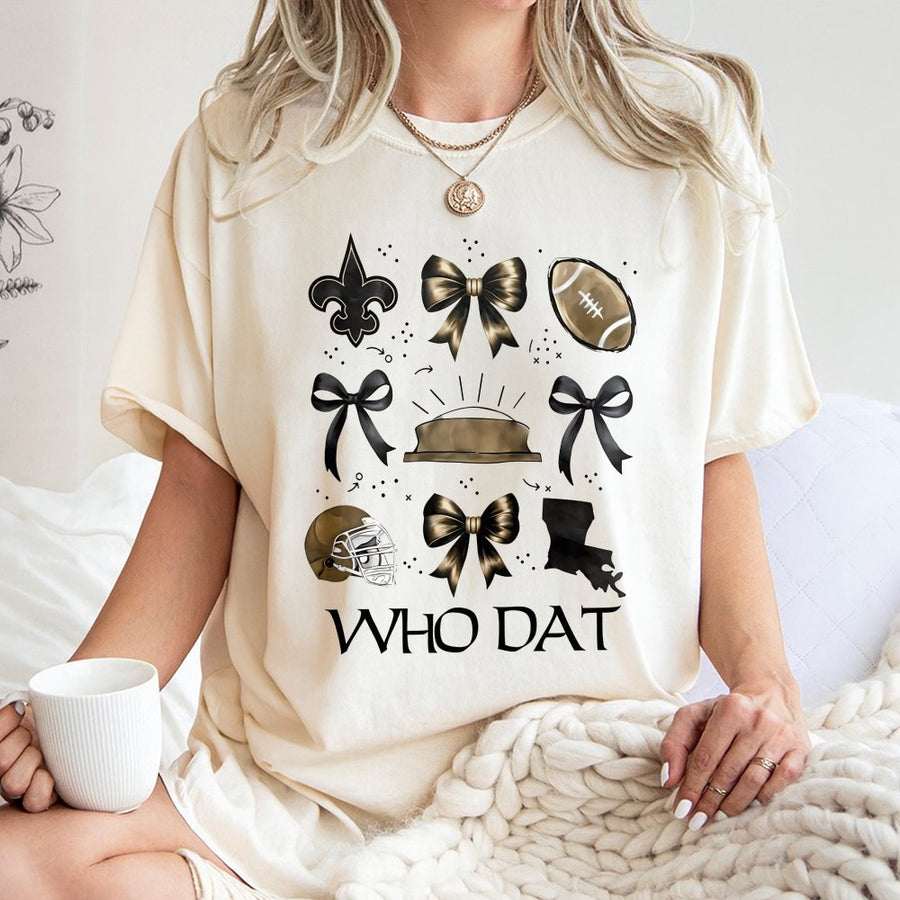 New Orleans Who Dat Saints Football T-Shirt Game Day Louisiana Pride Outfit Retro Sports Apparel