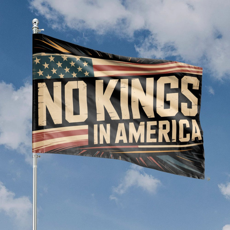 No Kings In America House Flag | Vintage Patriotic American Flag Decor | Weather-Resistant Polyester | Home Gift for Garden or Porch